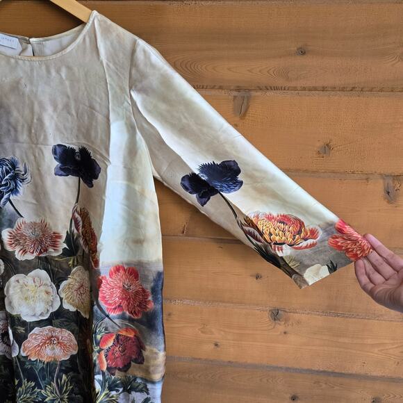 Stella McCartney Beige Silk Floral Shift Dress IT 40 US 8 Botanical Flower - Picture 6 of 8